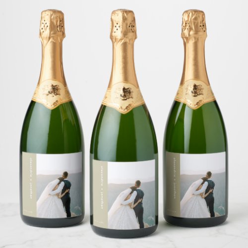 Modern Custom Sage Green Wedding Sparkling Wine La Sparkling Wine Label