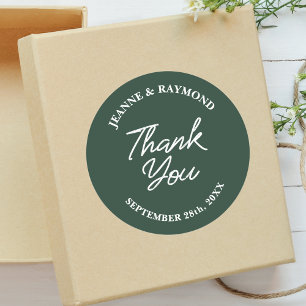 Modern Custom Sage Green Wedding Thank You Favor Classic Round Sticker