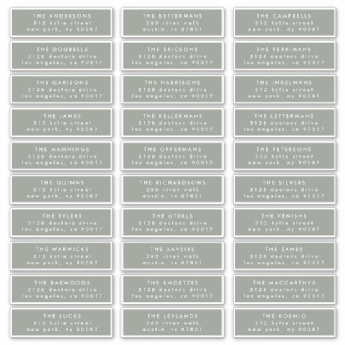 Modern Custom Sage Green White Guest Address Sticker