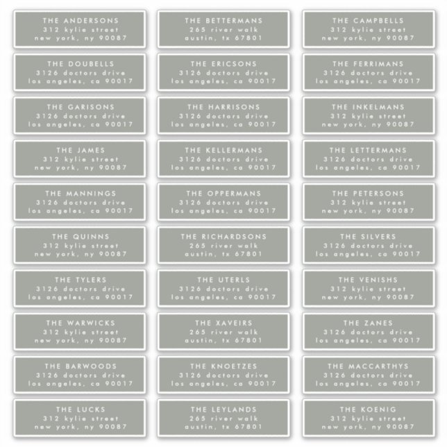 Modern Custom Sage Green White Guest Address Sticker (Front)