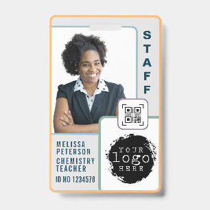 Modern Custom School Teacher Photo Name Card Badge