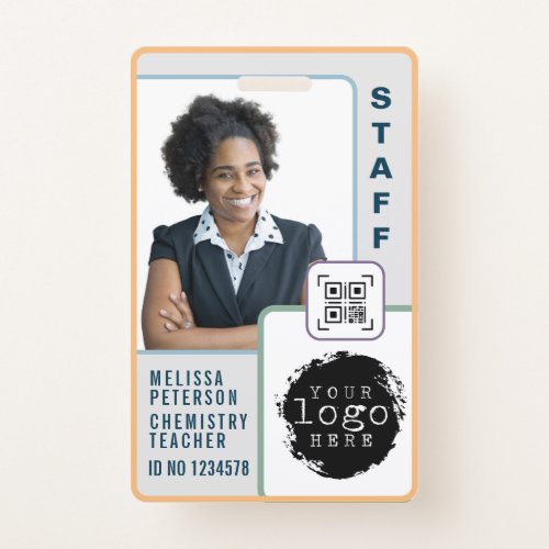 Modern Custom School Teacher Photo Name Card  Badge
