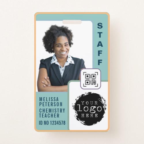 Modern Custom School Teacher Photo Name Card  Badge