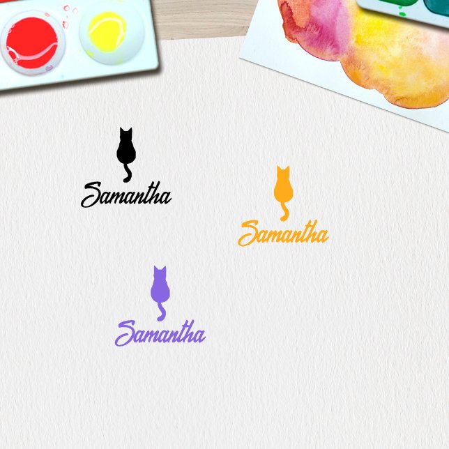 Modern Custom Script Name Cat  Rubber Stamp (Creator Uploaded)