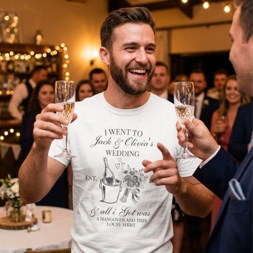 Modern Custom Simple Wedding Couple | Black Text T-Shirt