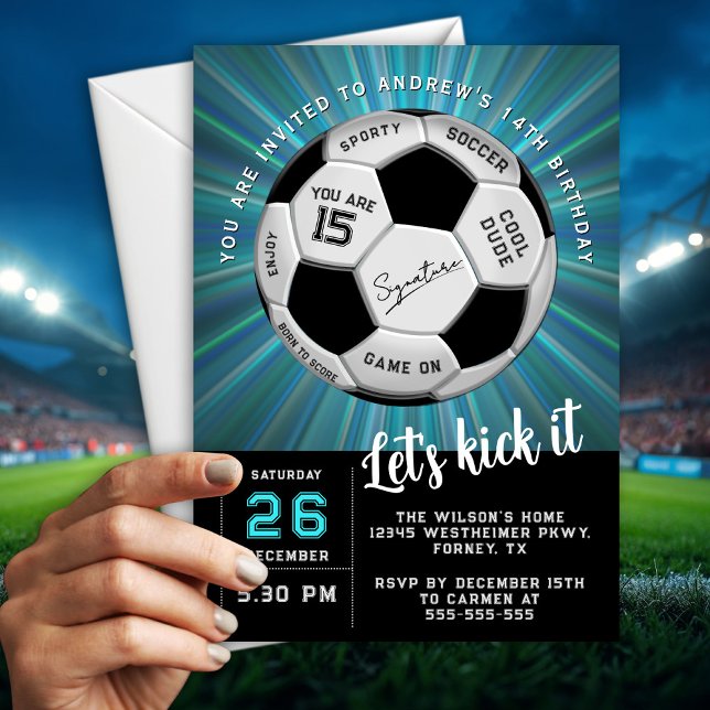 Modern Custom Soccer Ball  Birthday Fully Editable Invitation (Creator Uploaded)