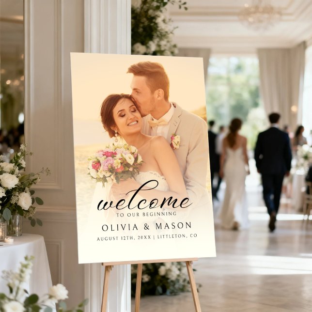 Modern Custom Soft Overlay Script Wedding Welcome Foam Board (Creator Uploaded)