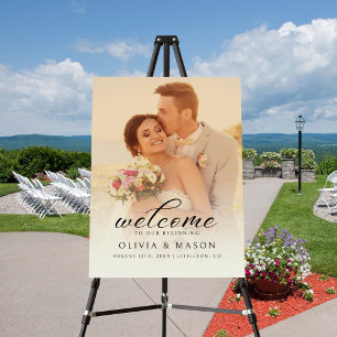 Modern Custom Soft Overlay Script Wedding Welcome Foam Board