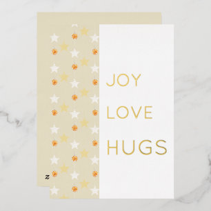 Modern Custom Stars And Orange Watercolor Foil Holiday Card
