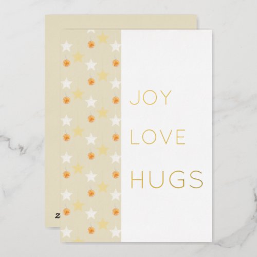 Modern Custom Stars And Orange Watercolor Foil Holiday Card