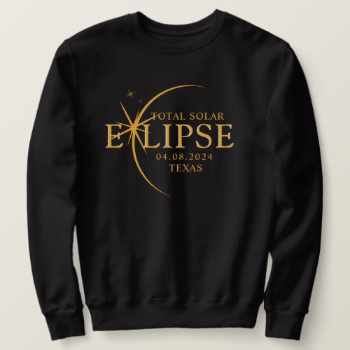 Modern Custom State 2024 Texas Total Solar Eclipse Sweatshirt