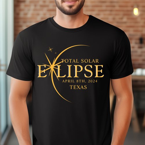 Modern Custom State 2024 Texas Total Solar Eclipse T_Shirt