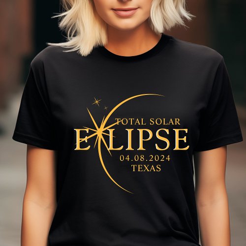 Modern Custom State Texas Total Solar Eclipse 2024 T_Shirt
