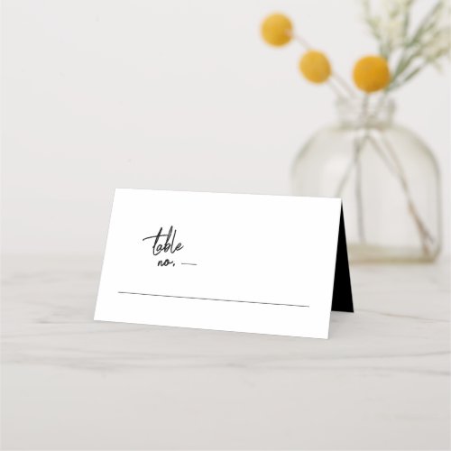 Modern Custom Stylish Black White Wedding Place Card