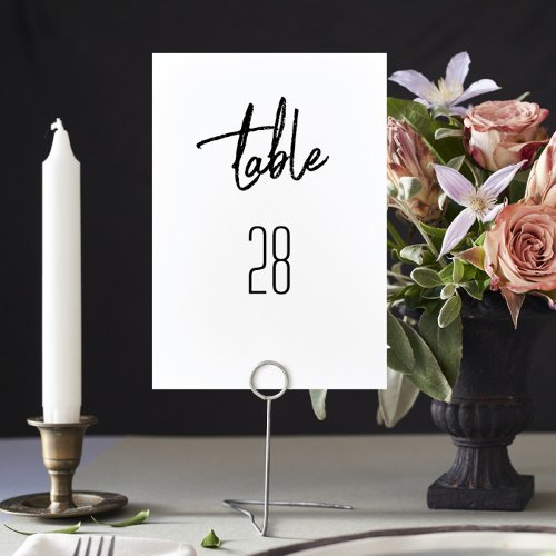 Modern Custom Stylish Black White Wedding Table Number
