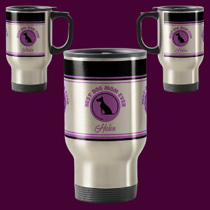 Modern Custom Stylish Name Monogram Dog Mom Travel Mug