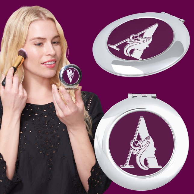 Modern Custom Stylish Name Monogram Letter ( A ) Compact Mirror (Creator Uploaded)