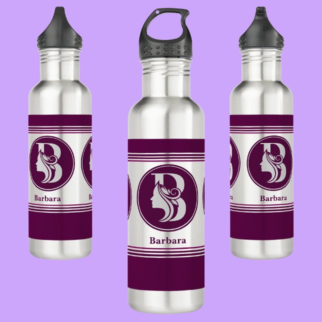 Modern Custom Stylish Name Monogram Letter ( B ) Stainless Steel Water Bottle (Creator Uploaded)