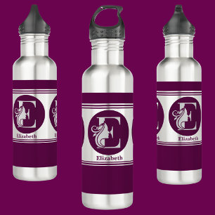 Modern Custom Stylish Name Monogram Letter (E) Stainless Steel Water Bottle