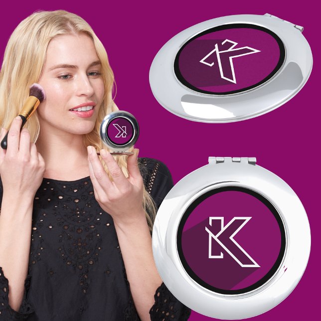 Modern Custom Stylish Name Monogram Letter ( K ) Compact Mirror (Creator Uploaded)