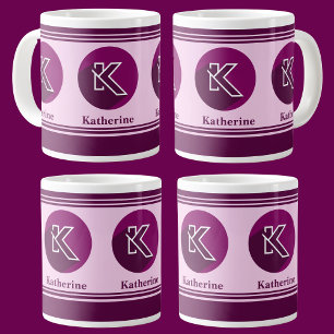 Modern Custom Stylish Name Monogram Letter (K) Giant Coffee Mug