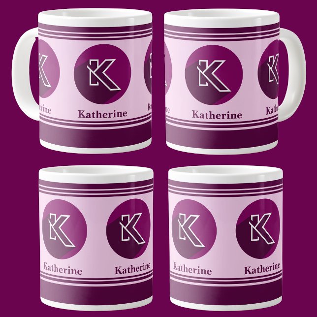 Modern Custom Stylish Name Monogram Letter (K) Giant Coffee Mug (Creator Uploaded)
