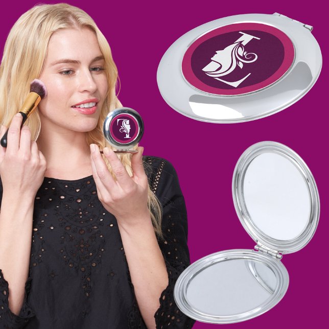 Modern Custom Stylish Name Monogram Letter ( L ) Compact Mirror (Creator Uploaded)