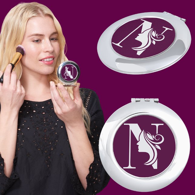 Modern Custom Stylish Name Monogram Letter ( N ) Compact Mirror (Creator Uploaded)