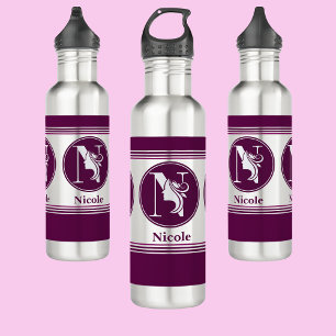 Modern Custom Stylish Name Monogram Letter ( N ) Stainless Steel Water Bottle