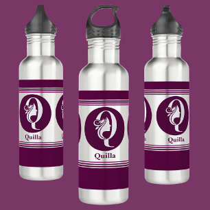 Modern Custom Stylish Name Monogram Letter ( Q ) Stainless Steel Water Bottle