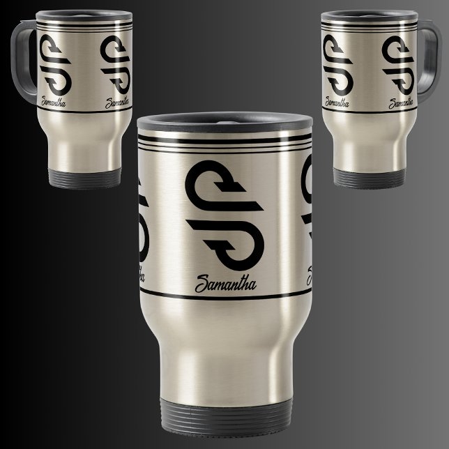 Modern Custom Stylish Name Monogram Letter (S) Travel Mug (Creator Uploaded)