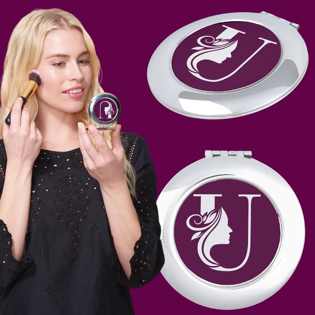Modern Custom Stylish Name Monogram Letter ( U ) Compact Mirror (Creator Uploaded)