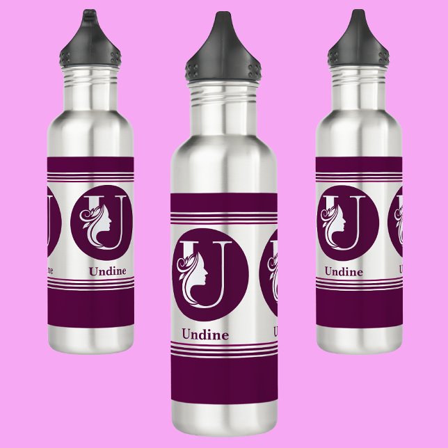 Modern Custom Stylish Name Monogram Letter ( U ) Stainless Steel Water Bottle (Creator Uploaded)
