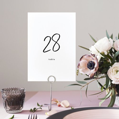 Modern Custom Stylish White Black Wedding Table Number