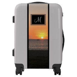 Modern Custom Sun Monogram Luggage Suitcase