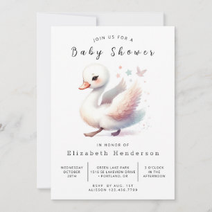 Modern Custom Swan Baby Shower Invitation