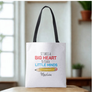 Modern Custom Teachers Name With Quote Colorful Tote Bag