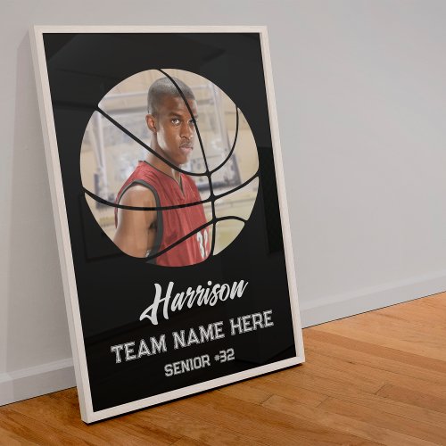 Modern Custom Team Photo Senior Class Basketball  Poster