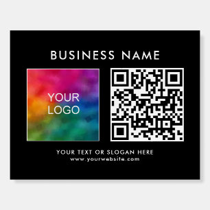 Modern Custom Template Business Logo QR Code Black Foam Board