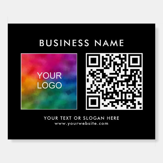 Modern Custom Template Business Logo QR Code Black Foam Board (Front)