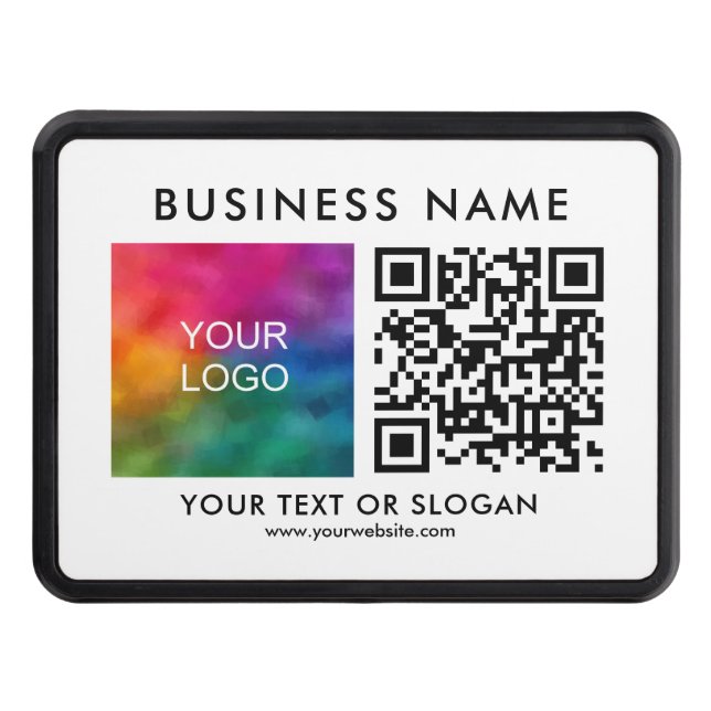 Modern Custom Template Business Logo QR Code Hitch Cover (Front)