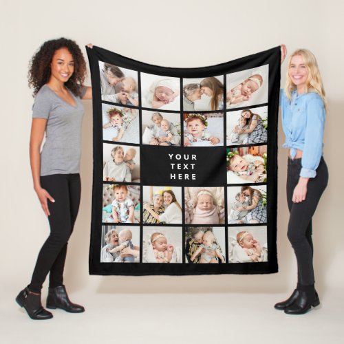 Modern Custom Text 18_Photo Collage Fleece Blanket