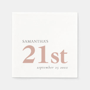 Modern Custom Text Blush Pink 21st Name Date Napkins