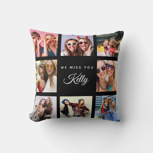 Modern Custom Text Chic We Miss You Photo Collage Throw Pillow