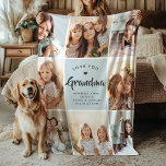 Modern CUSTOM TEXT Family Grandma Photo Collage Fleece Blanket<br><div class="desc">Create a thoughtful and personalized gift for your grandma with a custom family photo collage, ideal for Mother’s Day, Valentine’s Day, or a birthday surprise! Customize with your own text and 8 favorite photos, set in a soothing pastel light blue-grey tint. This modern, soft color palette is perfect for a...</div>