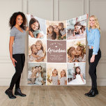 Modern CUSTOM TEXT Grandma Family Photo Collage Fleece Blanket<br><div class="desc">Custom family photo collage as a sweet gift for your grandma for Mother's Day,  Valentine's Day,  or as a birthday surprise! Customize with your text and 8 favorite photos. Modern neutral shades for this earth tone series!</div>