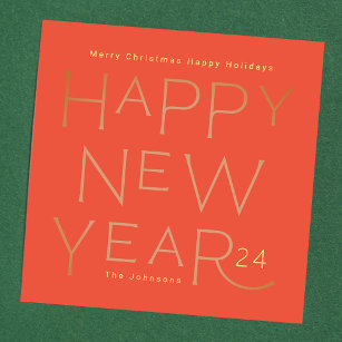 Modern Custom Text Happy New Years Editable Bold Holiday Card