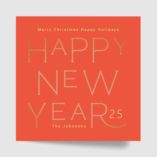 Modern Custom Text Happy New Years Editable Bold Holiday Card