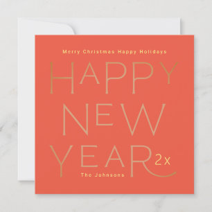 Modern Custom Text Happy New Years Editable Bold Holiday Card
