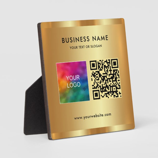 Modern Custom Text Logo QR Code Scannable Plaque (Front)